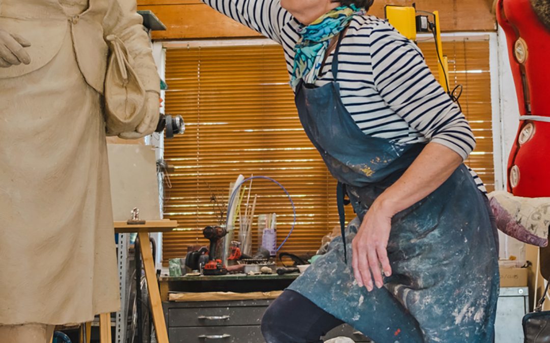 Working on clay figure